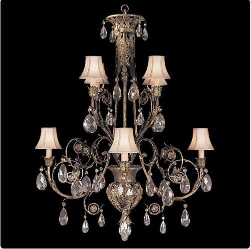 Eight-Light Chandelier in Cool Moonlit Patina Finish