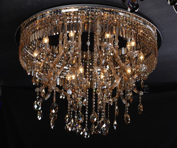 15 light traditional crystal flush mount in cognac color