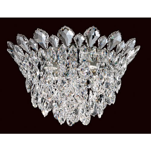 Schonbek Trilliane Strands Stainless Steel Four-Light Round Short Flush Mount with Clear Heritage Crystal