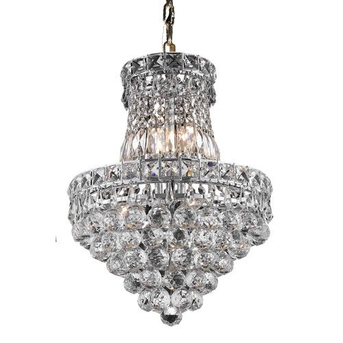 Chrome Six-Light Chandelier with Clear Royal Cut Crystals