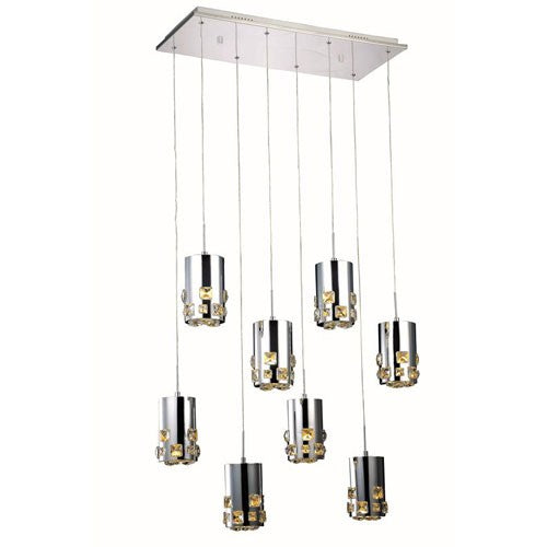 Broadway Royal Cut Crystal Chrome LED Eight Light 90-in Pendant