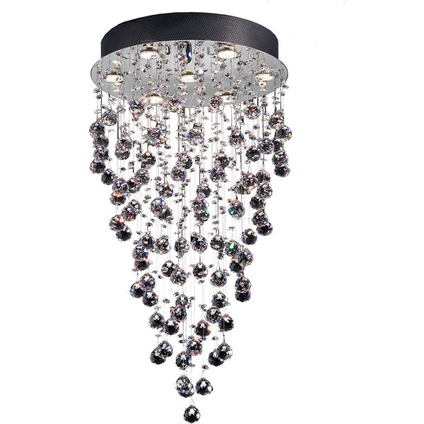 Polished Chrome Six-Light Crystal Pendant with Crystal Glass