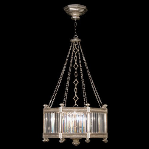 Silver Eight-Light Pendant in Warm Muted Silver Leaf Finish