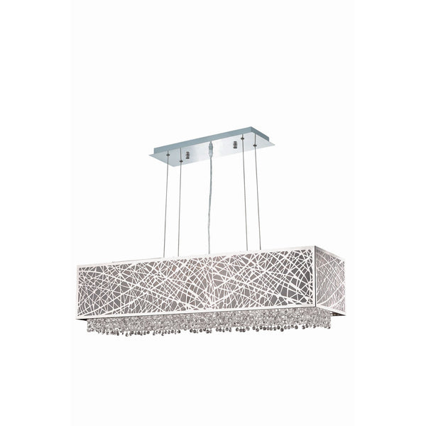 Moda Chrome Six-Light Metal Shade Pendant with Golden Teak and Clear Royal Cut Crystal