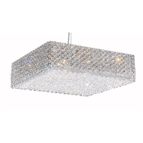 Stainless Steel 13-Light Clear Spectra Crystal Pendant Light, 17W x 5H x 17D