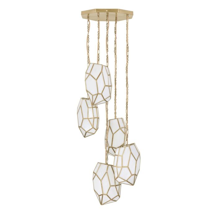 Heera 5-Light Pendant in Brass