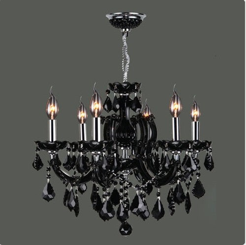 Six-Light ChromeFinish withBlack Crystal Chandelier