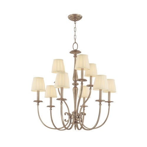 Nine-Light Chandelier with White Shade