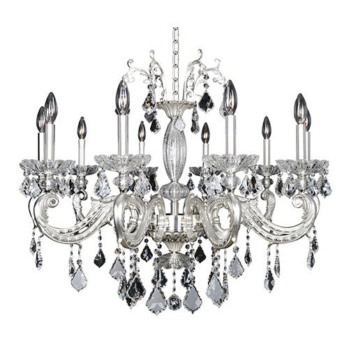 Casella Two-Tone Silver 10-Light 34-Inch Wide Chandelier with Firenze Clear Crystal