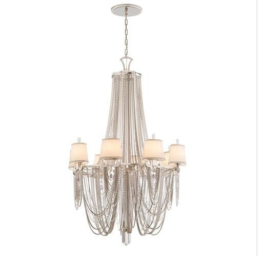 Silver Leaf with Polished Stainless Accents Eight-Light Chandelier