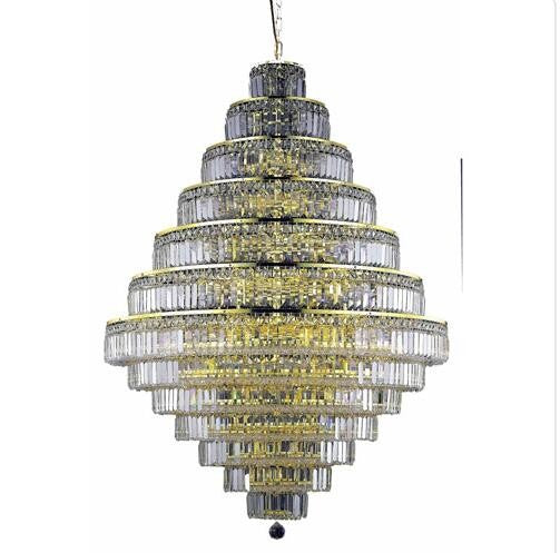 Gold Thirty-Eight Light 42-Inch Thirteen-Tier Chandelier with Royal Cut Clear Crystal