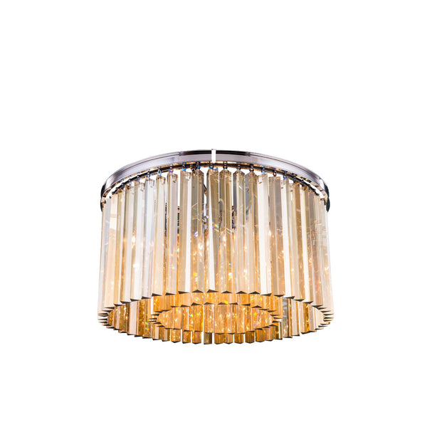 Sydney Polished Nickel Twenty-Six-Inch Flushmount with Royal Cut Golden Teak Crystals