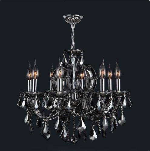 Eight-Light Chrome Finish with Smoke Crystal Chandelier