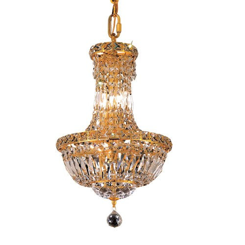 Gold Six-Light 12-Inch Chandelier with Royal Cut Clear Crystal