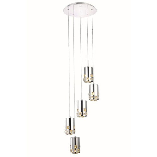 Broadway Royal Cut Crystal Chrome LED Five Light 120-in Pendant