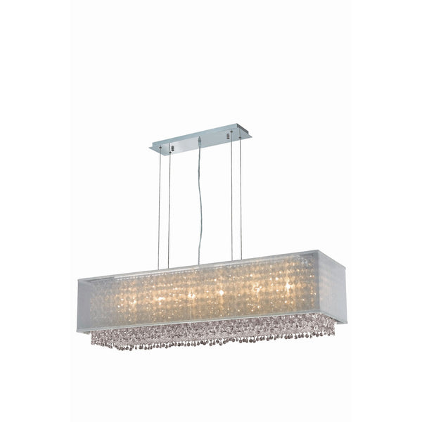 Moda Chrome Six-Light Silver Shade Pendant with Golden Teak and Clear Royal Cut Crystal