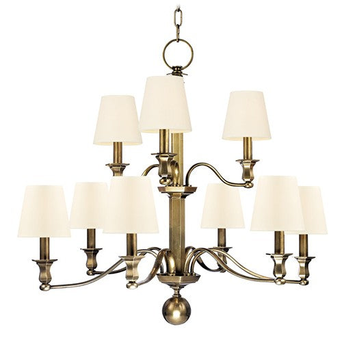 Nine-Light Chandelier with White Shade