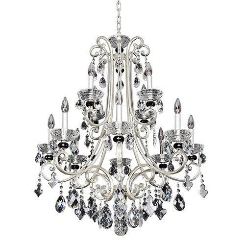 Two-Tone Silver 12-Light 32-Inch Wide Chandelier with Firenze Clear Crystal