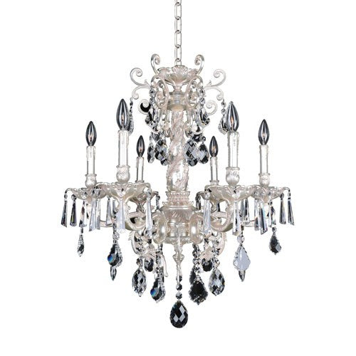 Silver Six-Light Chandelier with Firenze Clear Crystal