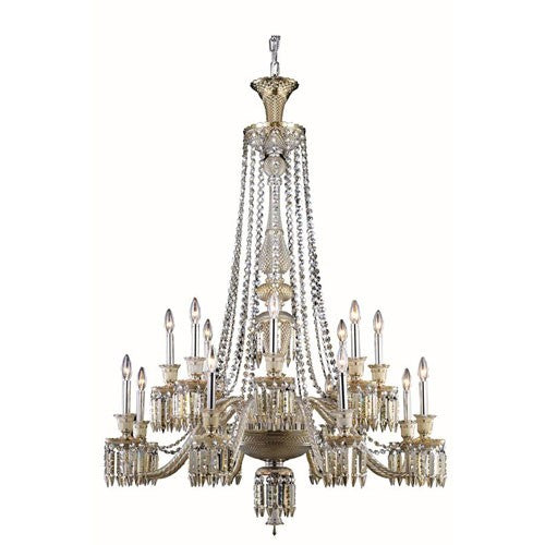 Majestic Elegant Cut Crystal Golden Teak 16 Light 55-in Chandelier