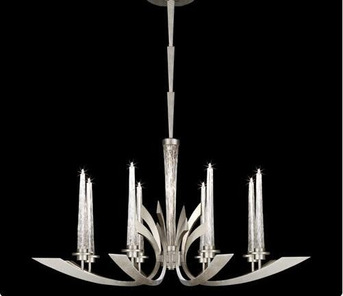 Silver Eight-Light Chandelier in Silver Leaf Finish