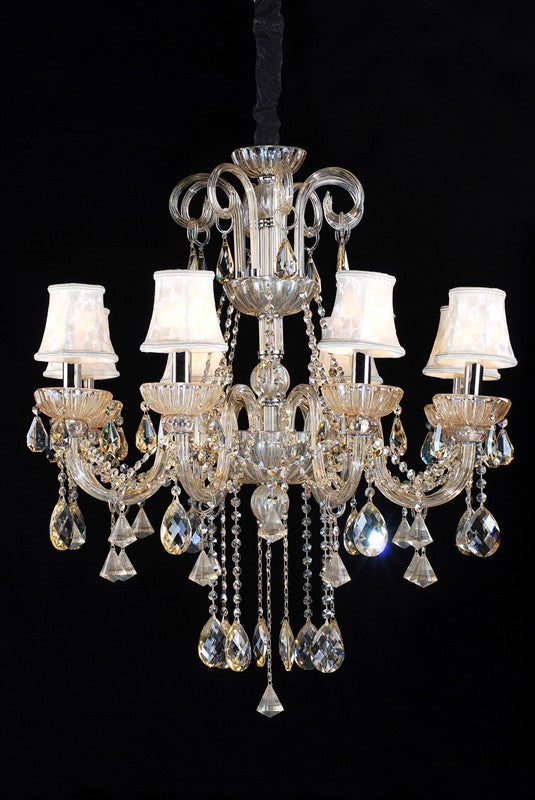 Polished chrome 8 Light traditional crystal Chandelier