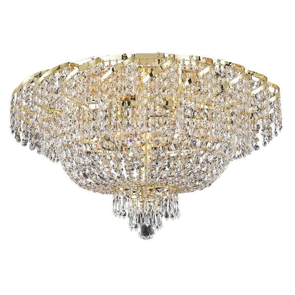 Belenus Gold Eighteen-Light 26-Inch Flush Mount with Royal Cut Clear Crystal