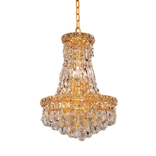 Gold Six-Light 12-Inch Chandelier with Royal Cut Clear Crystal