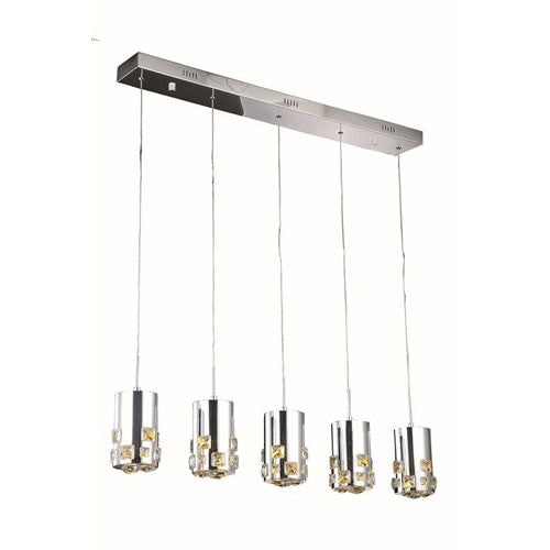 Broadway Royal Cut Crystal Chrome LED Five Light 90-in Pendant