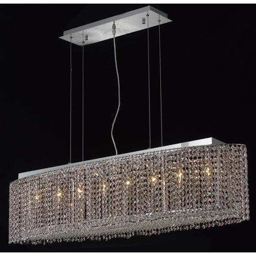 Moda Oval Chrome Eight-Light 46-Inch Island Pendant with Elegant Cut Clear Crystal