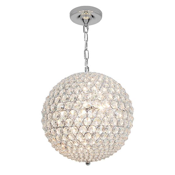 Kristal Chrome Five-Light Ball Pendant with Clear Crystal Glass