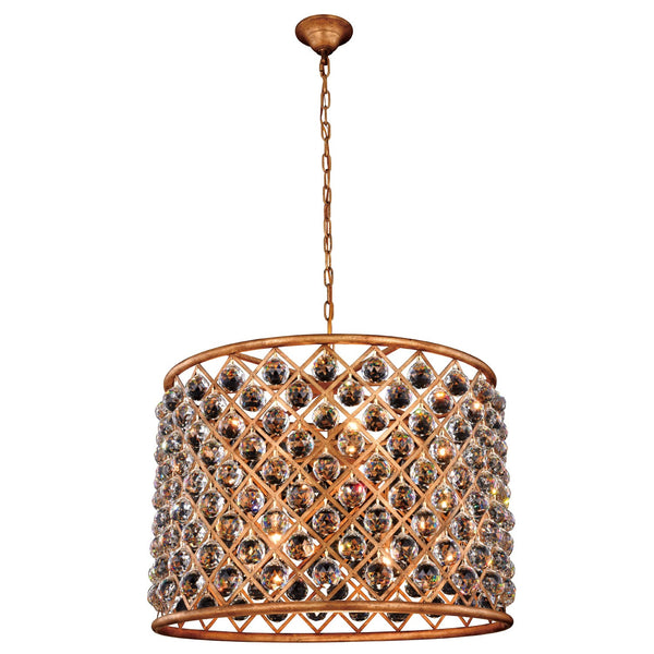 Madison Golden Iron 27.5-Inch Eight-Light Pendant with Faceted Crystal