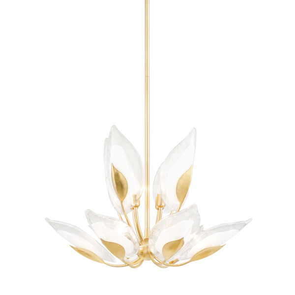 Chandelier, 10-Light, Gold Leaf, Clear Shade, 29"W (4829-GL A5KJQ)