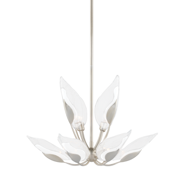 Chandelier, 10-Light, Silver Leaf, Clear Shade, 29"W (4829-SL A8G9X)