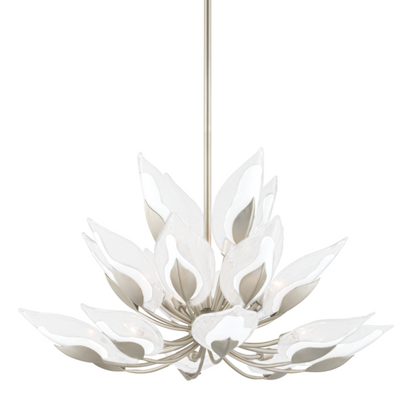 Chandelier, 20-Light, Silver Leaf, Clear Shade, 40.5"W (4840-SL A8G9Y)