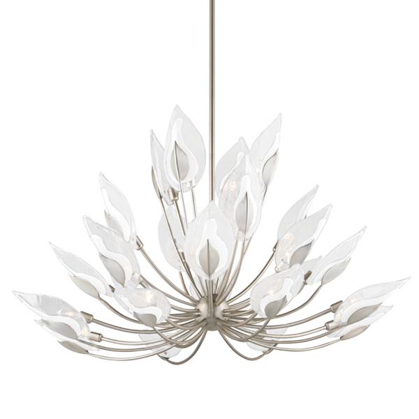 Chandelier, 24-Light, Silver Leaf, Clear Shade, 55"W (4856-SL A8GA0)