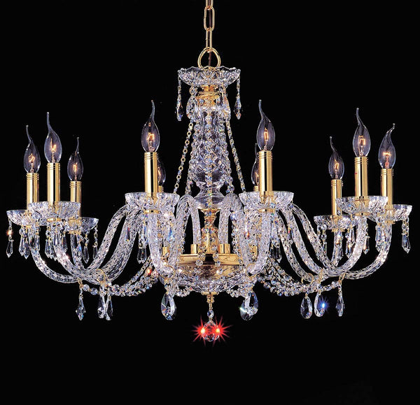 10 Lights Bohemian Crystal chandelier in gold plated finish