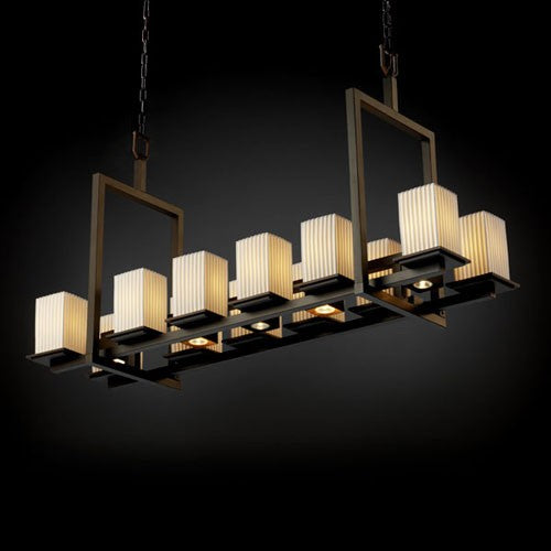 Justice Design Group Limoges Montana 12-Up and Five-Downlight Dark Bronze Short Bridge Chandelier