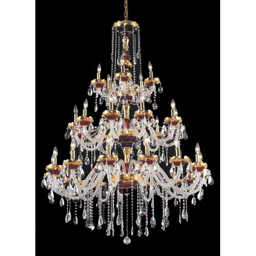 Alexandria Gold Thirty-Light 45-Inch Chandelier with Royal Cut Clear Crystal