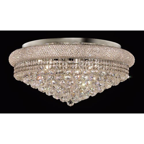 Primo Chrome Fifteen-Light Flush Mount with Royal Cut Clear Crystal