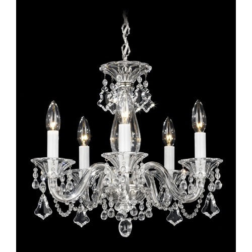 Silver Five-Light Clear Heritage Handcut Crystal Chandelier