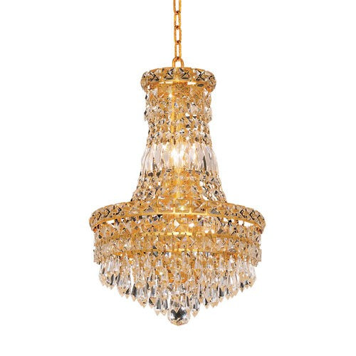 Gold Six-Light 12-Inch Chandelier with Royal Cut Clear Crystal