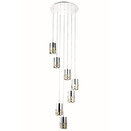 Broadway Royal Cut Crystal Chrome LED Seven Light 20-in Pendant