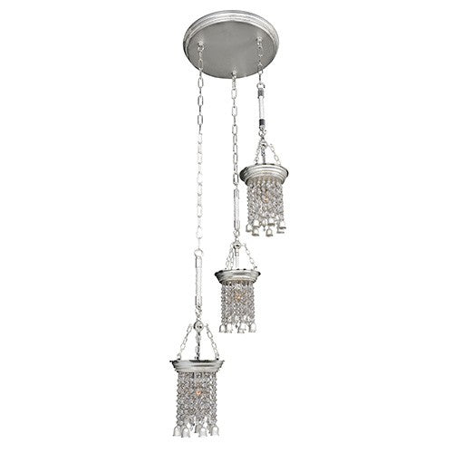 Two-Tone Silver Three-Light 16-Inch Round Pendant with Firenze Clear Crystal