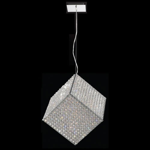 Corp Cube 13-Light Chrome Finish with Clear-Crystals Pendant