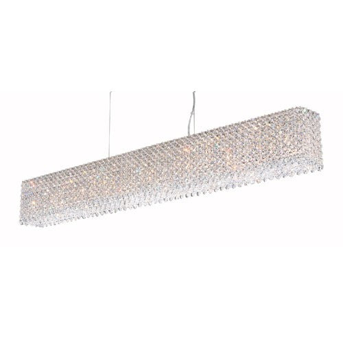 Stainless Steel 15-Light Crystal Swarovski Elements Pendant Light, 48.5W x 6.5H x 48.5D