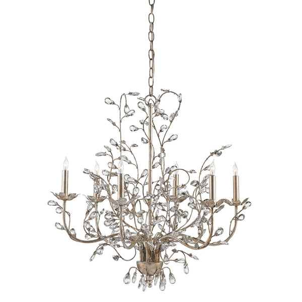 Company Crystal Bud Silver Granello Six-Light Chandelier