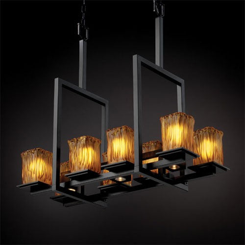 Justice Design Group Veneto Luce Montana 8-Up and Three-Downlight Matte Black Bridge Chandelier