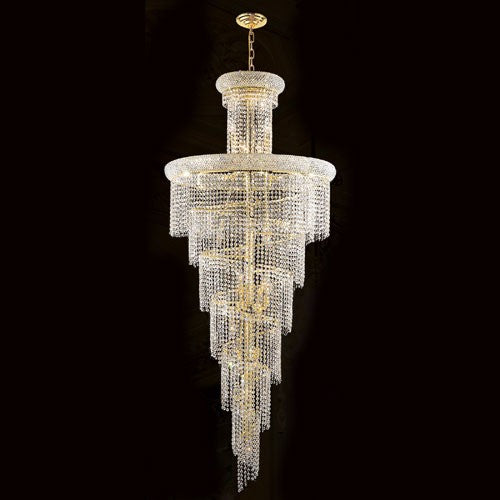 Corp Empire 28-Light Gold Finish with Clear-Crystals Chandelier