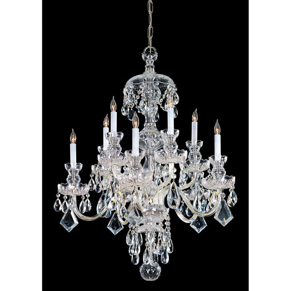 Group Traditional Crystal Polished Brass Ten-Light Crystal Chandelier